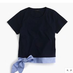 J Crew Side-tie T-Shirt Navy Sz L NWT